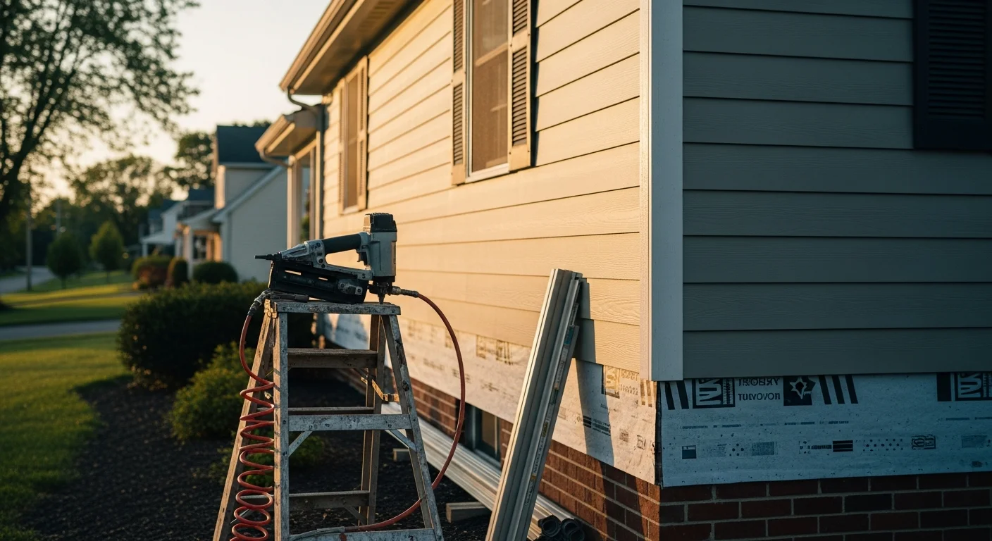New siding installation on residential home exterior
