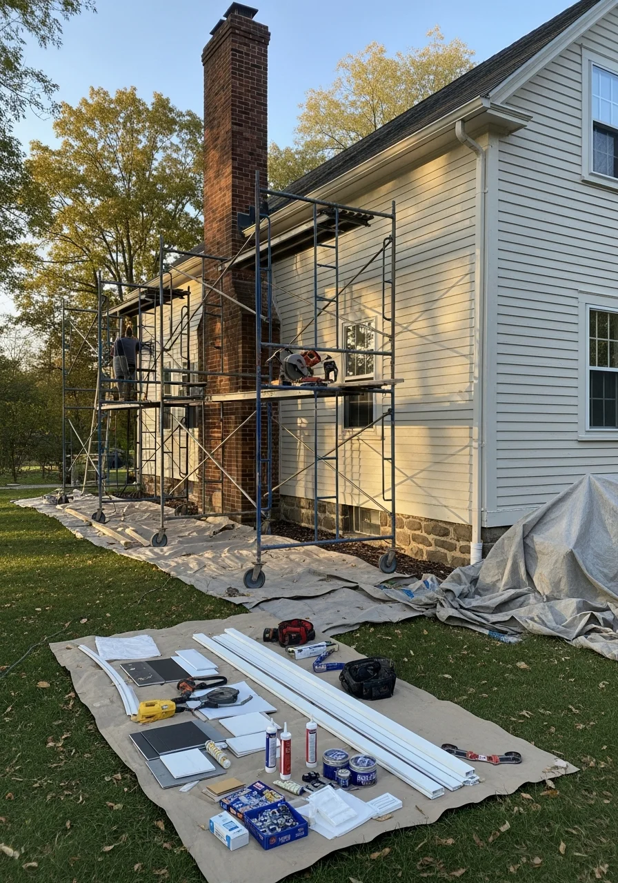 Professional crew performing maintenance work on a Manheim home.