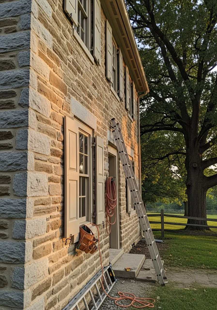 Skilled technician performing detailed work on a Strasburg home exterior.