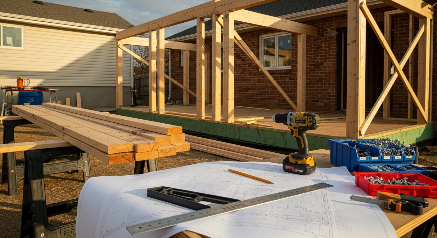 A finished room addition on a Lancaster County home in Neffsville, PA, with a covered deck extending from the rear of the structure. The new addition matches the roofline and siding of the original house.