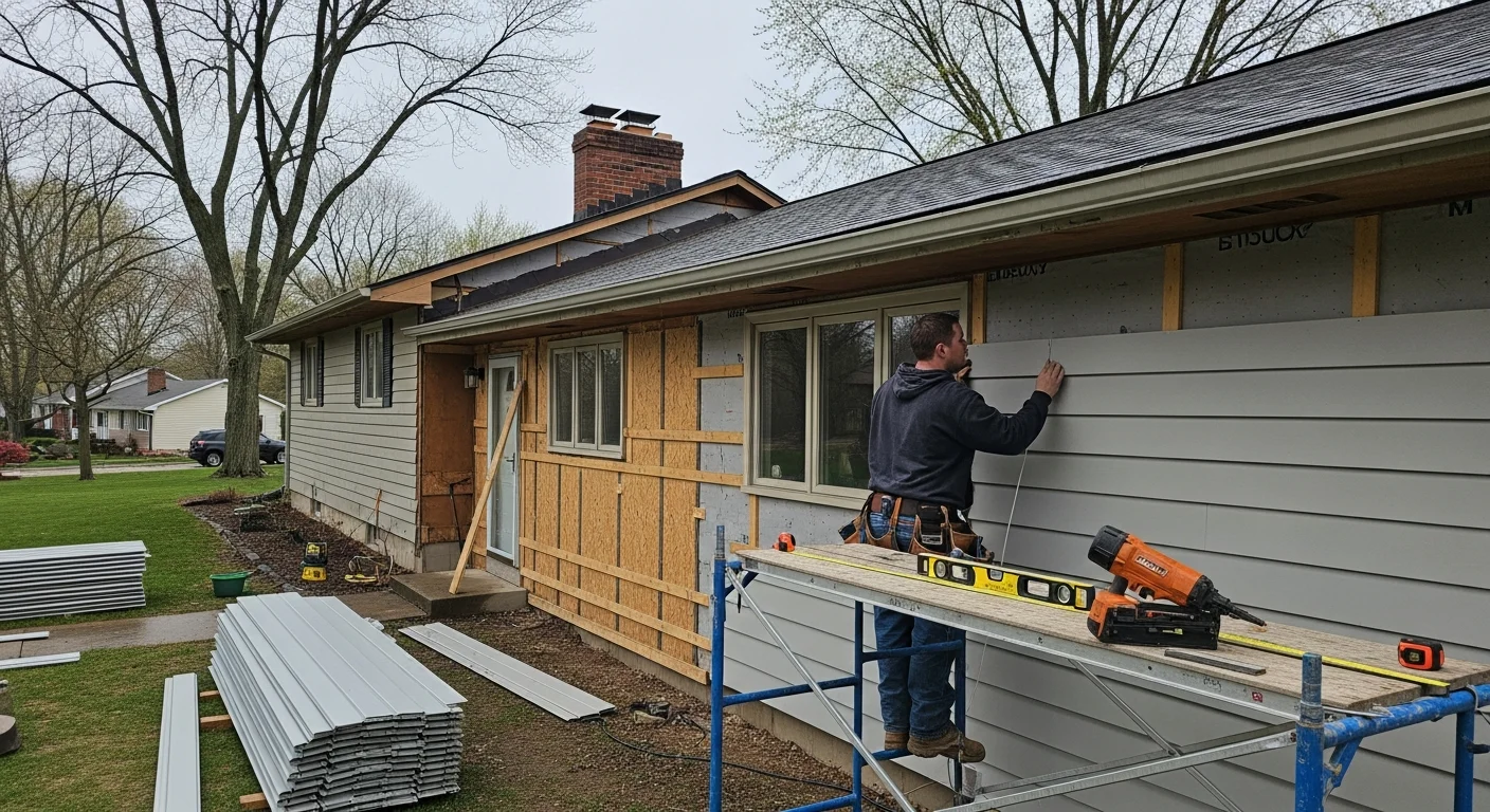 Newly installed siding on a residential home in Neffsville, PA, showing clean panel lines, finished trim, and a well-maintained exterior. A Cornerstone Builders LLC crew completes the final inspection of the completed siding replacement.